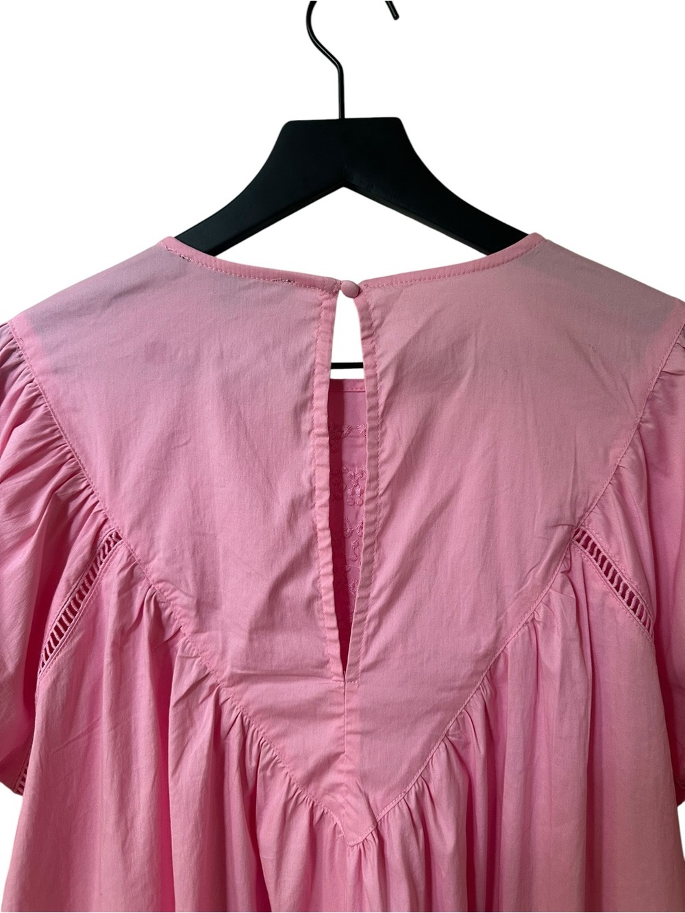 Strut & Bolt Pink Embroidered Puff Sleeve Mini Dress - Picture 3 of 6